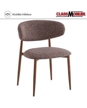 Chaise Bonnie structure en acier imitation Noyer - Assise et dos tissu