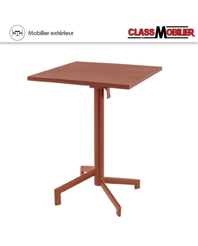 Table pliable PIGALLE pied alu + plateau acier - peinture epoxy - 60X60 cm