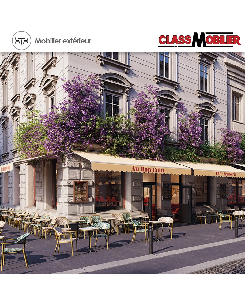 Table pliable ORSAY - plateau rond Ø 60 cm - imitation mabre blanc