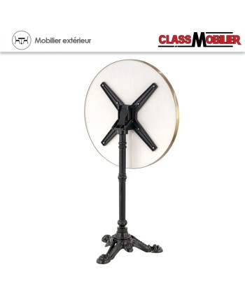 Table pliable ORSAY - plateau rond Ø 60 cm - imitation mabre blanc