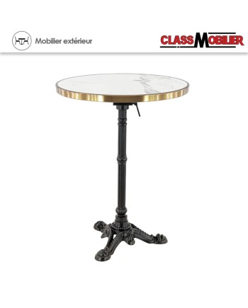 Table pliable ORSAY - plateau rond Ø 60 cm - imitation mabre blanc