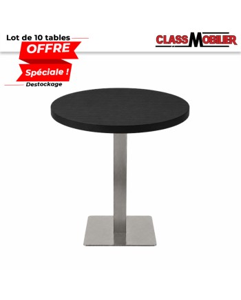Lot de 10 tables 2 personnes - pied inox brossé- plateau rond Ø 60cm