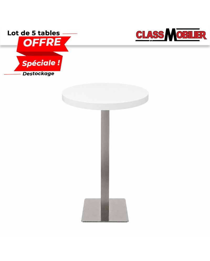 Lot de 5 tables mange-debout 2 personnes plateau rond Ø60 cm