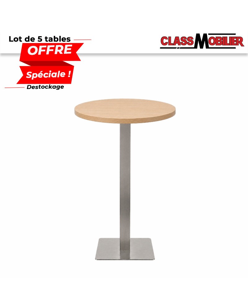 Lot de 5 tables mange-debout 2 personnes plateau rond Ø60 cm