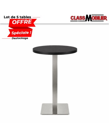 Lot de 5 tables mange-debout 2 personnes plateau rond Ø60 cm