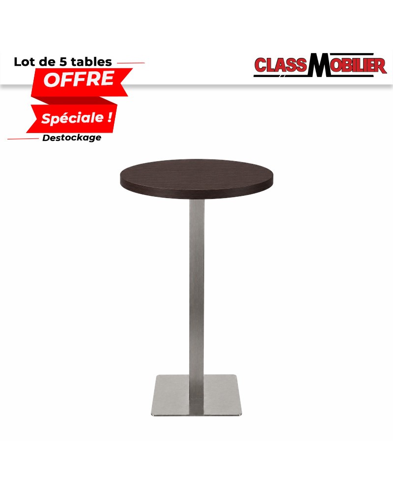 Lot de 5 tables mange-debout 2 personnes plateau rond Ø60 cm