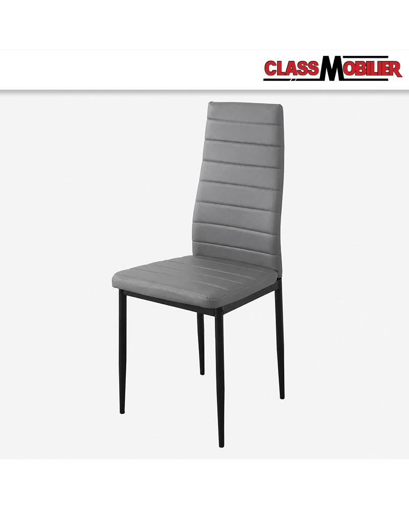 Lot de 2 chaises Stratus Grises rembourrées – Revêtement aspect cuir