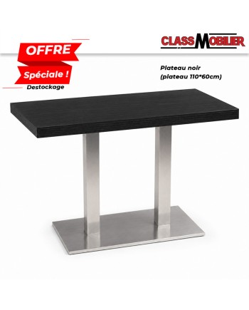 Tables restaurant 4 personnes pied inox brossé avec plateau 110x60 cm